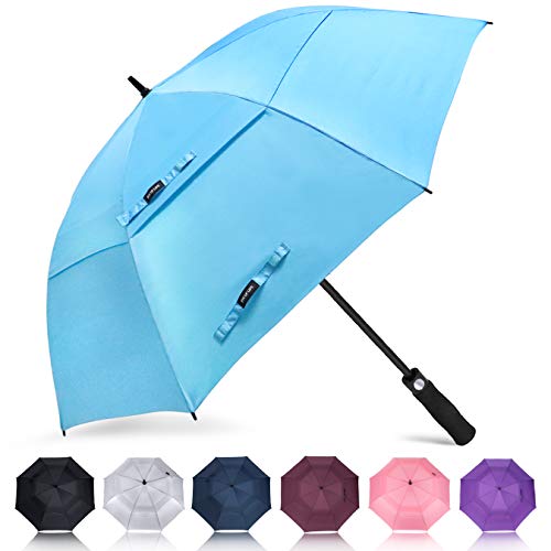ZOMAKE Regenschirm Sturmfest Groß,XXL Golf Umbrella Stockschirm mit Auf-Zu-Automatik für Herren Damen - Travel Schirm mit Tragegurt, (Hellblau) von ZOMAKE