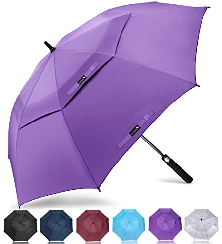 ZOMAKE Regenschirm Sturmfest Groß,XXL Golf Umbrella Stockschirm mit Auf-Zu-Automatik für Herren Damen - Travel Schirm mit Tragegurt(Violett) von ZOMAKE