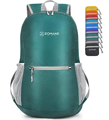 ZOMAKE Ultraleicht Faltbarer Rucksack - Packbare Backpacks 20L,Kleiner Faltbar Rucksäcke Wanderrucksack Wasserdicht für Damen Herren Outdoor Wandern(Dunkelgrün) von ZOMAKE