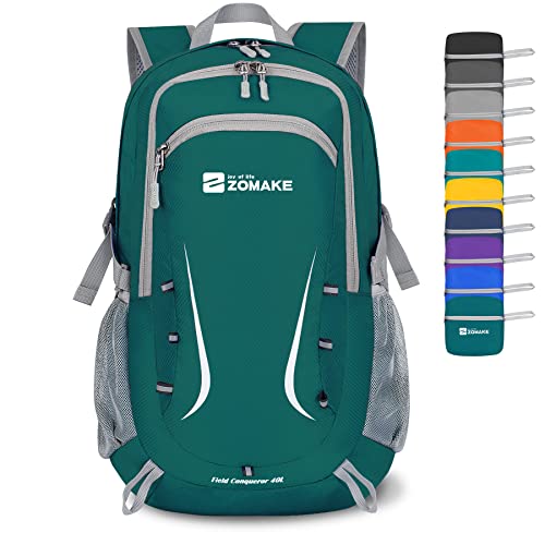 ZOMAKE Faltbarer Rucksack 40L,Groß Leichter Rucksäcke Wasserdicht Wanderrucksack Packable Backpack für Damen Herren Outdoor Wandern(Armeegrün) von ZOMAKE