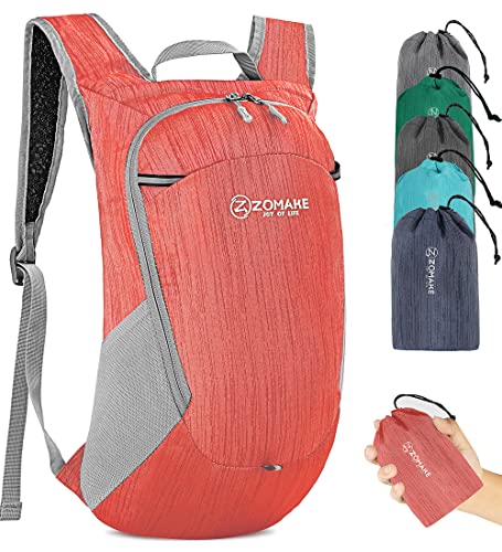 ZOMAKE Faltbarer Rucksack Ultraleicht-Kleiner Rucksäcke Wasserdicht Wanderrucksack Packable Backpack 18L für Damen Herren Outdoor Wandern(Rot) von ZOMAKE