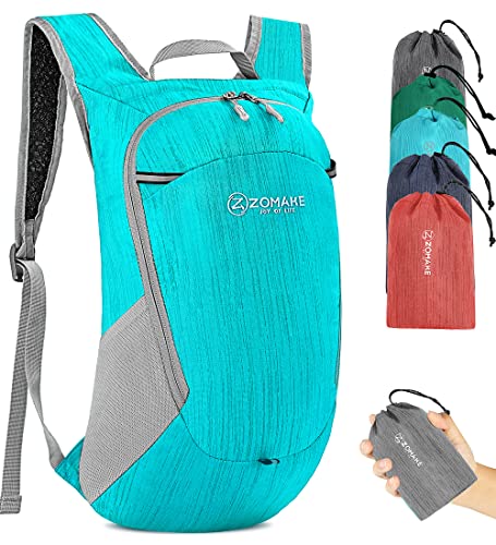 ZOMAKE Faltbarer Rucksack Ultraleicht-Kleiner Rucksäcke Wasserdicht Wanderrucksack Packable Backpack 18L für Damen Herren Outdoor Wandern(Wasser blau) von ZOMAKE
