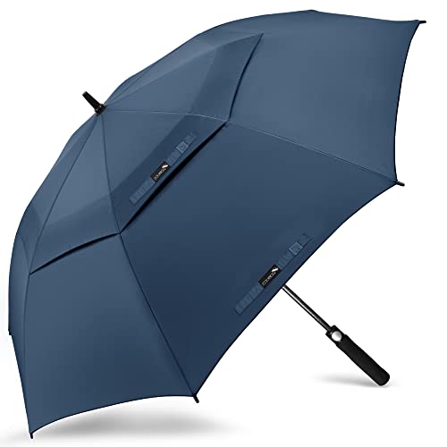 ZOMAKE Regenschirm Sturmfest Groß,M Golf Umbrella Stockschirm mit Auf-Automatik für Herren Damen - Travel Schirm mit Tragegurt(Saphirblau) von ZOMAKE