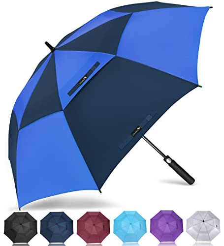ZOMAKE Regenschirm Sturmfest Groß,XL Golf Umbrella Stockschirm mit Auf-Zu-Automatik für Herren Damen - Travel Schirm mit Tragegurt(Dunkelblau) von ZOMAKE
