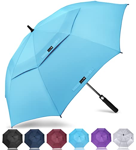 ZOMAKE Regenschirm Sturmfest Groß,XL Golf Umbrella Stockschirm mit Auf-Zu-Automatik für Herren Damen - Travel Schirm mit Tragegurt(Hellblau) von ZOMAKE