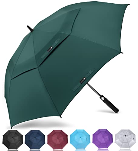 ZOMAKE Regenschirm Sturmfest Groß,XL Golf Umbrella Stockschirm mit Auf-Zu-Automatik für Herren Damen - Travel Schirm mit Tragegurt(Dunkelgrün) von ZOMAKE