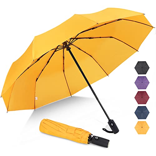 ZOMAKE Regenschirm Taschenschirm Sturmfest,Klein Schirm mit Auf-Zu-Automatik für Herren Damen - Travel Umbrella mit UV Schutz, Gelb (neu) von ZOMAKE