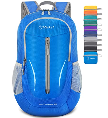 ZOMAKE Ultraleicht Faltbarer Rucksack - Packbare Backpacks 25L,Kleiner Faltbar Rucksäcke Wanderrucksack Wasserdicht für Damen Herren Outdoor Wandern(Dunkelblau) von ZOMAKE