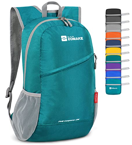 ZOMAKE Ultraleicht Faltbarer Rucksack 20L,Kleiner Rucksäcke Wasserdicht Wanderrucksack Packable Backpack für Damen Herren Outdoor Wandern(See Grün) von ZOMAKE