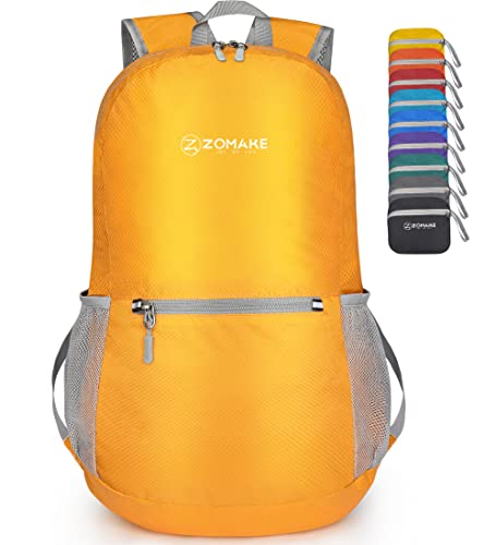 ZOMAKE Ultraleicht Faltbarer Rucksack - Packbare Backpacks 20L,Kleiner Faltbar Rucksäcke Wanderrucksack Wasserdicht für Damen Herren Outdoor Wandern(Gelb) von ZOMAKE