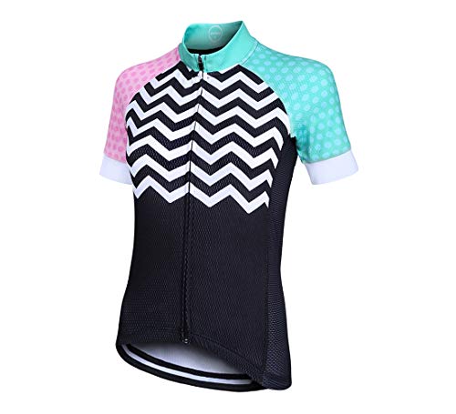 ZONE3 Damen Cool-Tech Mesh Cycle Jersey, Black/White/Pink/Mint, m von ZONE3