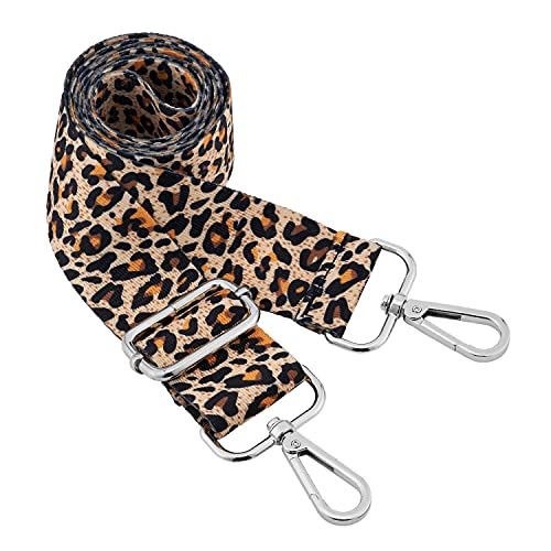 Silberne Schnalle Breiter Schultergurt längenverstellbarer Tragegurt Verstellbarer Ersatzgürtel Crossbody Canvas Tasche Handtasche((3.5CM) Leopard2) von ZOUIQSS