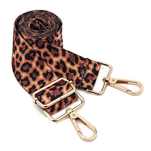 ZOUIQSS Damen Goldfarbene Bunter Schultergurt längenverstellbarer breiter Tragegurt Schultergurt für Handtaschen 3.8cm breit 73-125cm-Schultergurt für Handtaschen((3.8CM) Leopard1) von ZOUIQSS