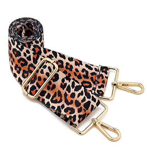 ZOUIQSS Damen Goldfarbene Bunter Schultergurt längenverstellbarer breiter Tragegurt Schultergurt für Handtaschen 3.8cm breit 73-125cm-Schultergurt für Handtaschen((5CM) Leopard4) von ZOUIQSS