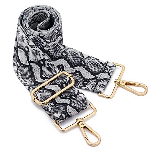 ZOUIQSS Damen Goldfarbene Bunter Schultergurt längenverstellbarer breiter Tragegurt Schultergurt für Handtaschen 3.8cm breit 73-125cm-Schultergurt für Handtaschen((5CM) Snake Pattern(3)) von ZOUIQSS