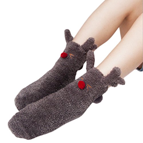 ZOYLINK Damen Bodensocken Flauschige Socken rutschfeste Winter Warme Socken 3D Cute Cartoon Schlafsocken für Mädchen von ZOYLINK