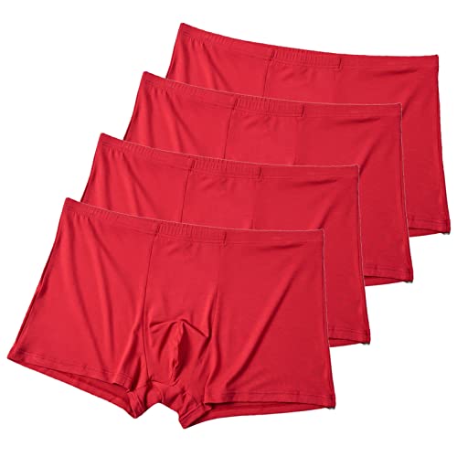 ZPLMIDE Herren-Boxershorts in Übergröße, Modal-Boxershorts (L-10XL), große Größe, hochelastische Unterwäsche, elastische Unterhose (rot-4 Stück, 2XL (60-70 kg)) von ZPLMIDE