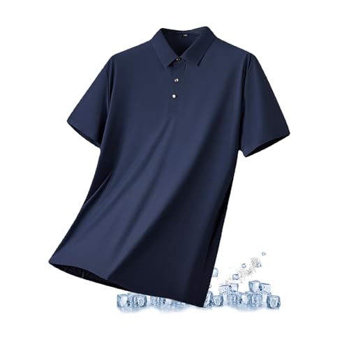 ZPLMIDE Herren-Poloshirt mit kühlendem Kragen, Sommer, lässig, kurzärmelig, Übergröße, schnelltrocknendes Golf-Poloshirt für große und große Größen, blau, 180/XL von ZPLMIDE