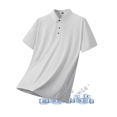 ZPLMIDE Herren-Poloshirt mit kühlendem Kragen, Sommer, lässig, kurzärmelig, Übergröße, schnelltrocknendes Golf-Poloshirt für große und große Größen, weiß, 185/2XL von ZPLMIDE