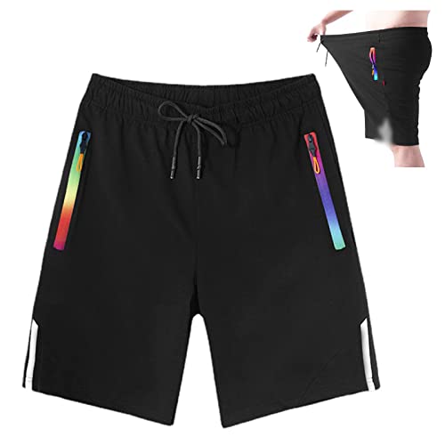 ZPLMIDE Herren-Shorts mit Kordelzug (Übergröße3–10XL), Sommer-Freizeit-Shorts, atmungsaktiv, coole Shorts für Herren (9XL (180–195 kg), Schwarz) von ZPLMIDE