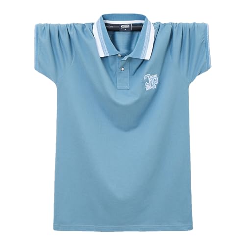 ZPLMIDE Herren Stickerei Golf Shirt Sommer Übergröße Kurzarm T-Shirt Herren Business Casual Revers Baumwolle Poloshirt für Big Tall, blau, M von ZPLMIDE