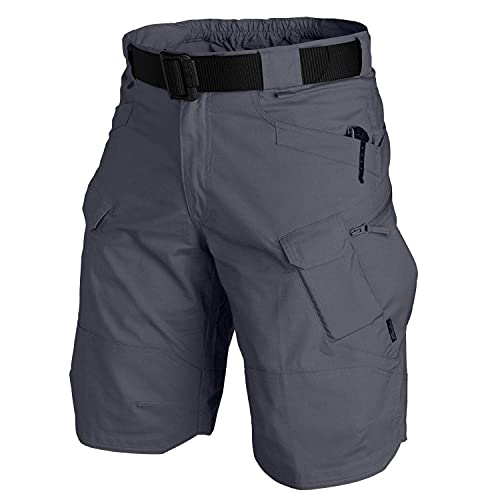 ZPLMIDE Men Plus Size Urban Military Tactical Shorts, Outdoor Wear-Resistant Cargo Shorts Quick Dry Multi-Pocket Hiking Pants (L,Grau) von ZPLMIDE
