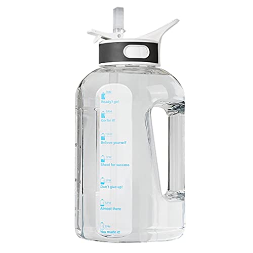 ZQNYDX Wasserflasche Einfache Moderne isolierte Wasserflasche mit Strohdeckel, wiederverwendbarer breiter Mund, 127.8oz, Sportwasserkanne mit Pinsel Modisch (Color : Clear) von ZQNYDX