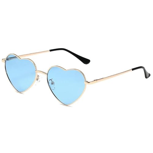 ZQUZEMS Sonnenbrille Damen Metall Herz Shaped Sonnenbrille Gradient Outdoor Goggles Weibliche Brillen-Gold Blau-Sonstige von ZQUZEMS