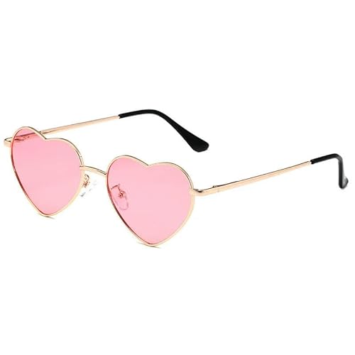 ZQUZEMS Sonnenbrille Damen Metall Herz Shaped Sonnenbrille Gradient Outdoor Goggles Weibliche Brillen-Gold Pink-Sonstige von ZQUZEMS