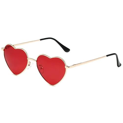 ZQUZEMS Sonnenbrille Damen Metall Herz Shaped Sonnenbrille Gradient Outdoor Goggles Weibliche Brillen-Gold Rot-Sonstige von ZQUZEMS