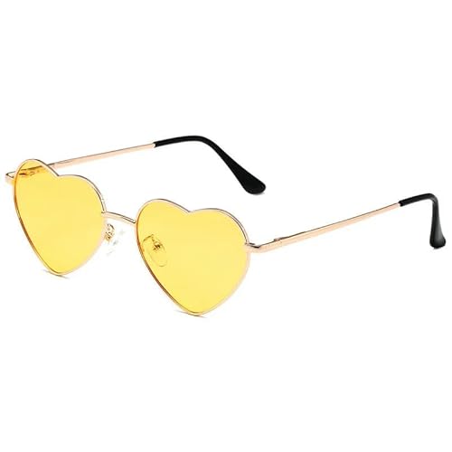 ZQUZEMS Sonnenbrille Damen Metall Herz Shaped Sonnenbrille Gradient Outdoor Goggles Weibliche Brillen-Goldgelb-Sonstige von ZQUZEMS