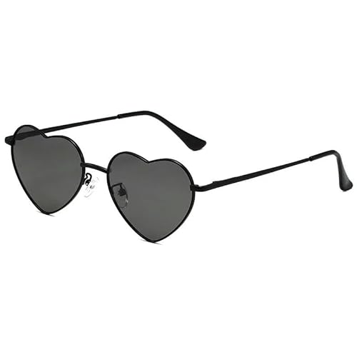 ZQUZEMS Sonnenbrille Damen Metall Herz Shaped Sonnenbrille Gradient Outdoor Goggles Weibliche Brillen-Schwarz Grau-Sonstige von ZQUZEMS