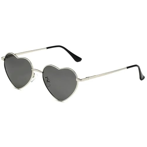 ZQUZEMS Sonnenbrille Damen Metall Herz Shaped Sonnenbrille Gradient Outdoor Goggles Weibliche Brillen-Silbergrau-Sonstige von ZQUZEMS