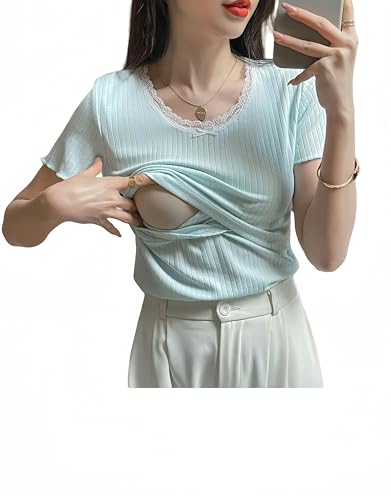 ZQUZEMS Still-Kurzarm Frau Stillt T-Shirt Stillt Tees Entmütterlichkeit Laktation Top Und T-Shirts von ZQUZEMS