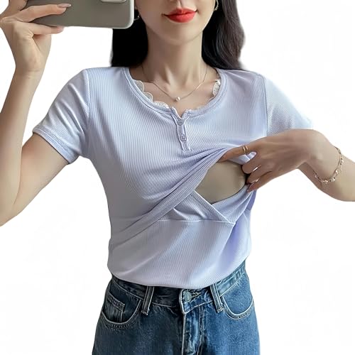 ZQUZEMS Still-Kurzarm Frau Stillt T-Shirt Stillt Tees Entmütterlichkeit Laktation Top Und T-Shirts von ZQUZEMS