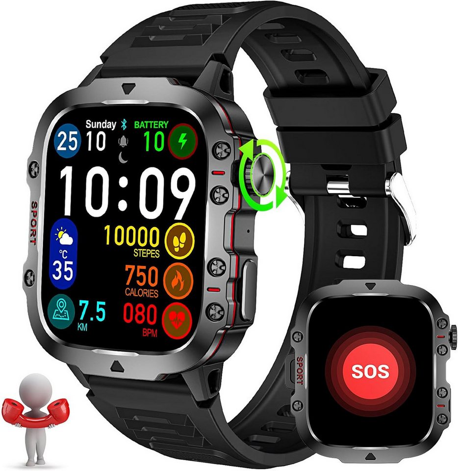 ZREE Smartwatch Damen Herren mit Telefonfunktion Touchscreen Bluetooth Smartwatch (1,96 Zoll), Fitnessuhr, Sportuhr, mit Schrittzähler Pulsmesser Schlafmonitor, 100+ Sportmodi, IP68 Wasserdicht Smart Watch von ZREE