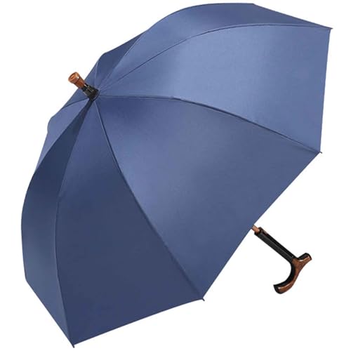 ZT6F 2-in-1 Abnehmbarer Spazierstock Regenschirm, Anti-Rutsch Krücken, Senioren Regenschirm Sonnenschutz Langer Griff Wandern Outdoor Spazierstock Regenschirm, für Klettern, Wandern,Blau von ZT6F