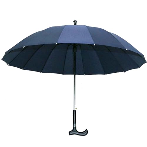 ZT6F 2-in-1 Großer Golf-Regenschirm Winddicht für Männer Damen, Abweisender Stoff, Spazierstock Regenschirme, Robuste Tragbar und Leicht, Wasserdichtes Reisezubehör,Blau,120cm von ZT6F