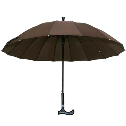 ZT6F 2-in-1 große Golf Regenschirm abweisenden Stoff Spaziergang Stock Regenschirme, robuste tragbar und leicht, wasserdicht Reisezubehör für Männer Damen,Braun,140cm von ZT6F