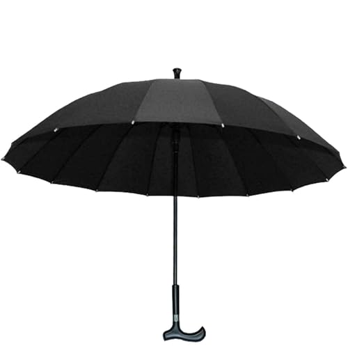 ZT6F 2-in-1 große Golf Regenschirm abweisenden Stoff Spaziergang Stock Regenschirme, robuste tragbar und leicht, wasserdicht Reisezubehör für Männer Damen,Schwarz,140cm von ZT6F