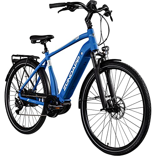 ZÜNDAPP X500 Ebike 28 Zoll Trekking Fahrrad für Damen und Herren 165-180 cm Elektrofahrrad mit Bosch Mittelmotor 11 Gang Shimano Scheibenbremse E Bike 500 Wh Akku (51 cm, blau) von ZÜNDAPP