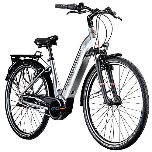 ZÜNDAPP Z905 700c E-Bike E Citybike 28 Zoll Pedelec Bosch Stadtrad Hollandrad (grau/weiß, 45 cm) von ZÜNDAPP