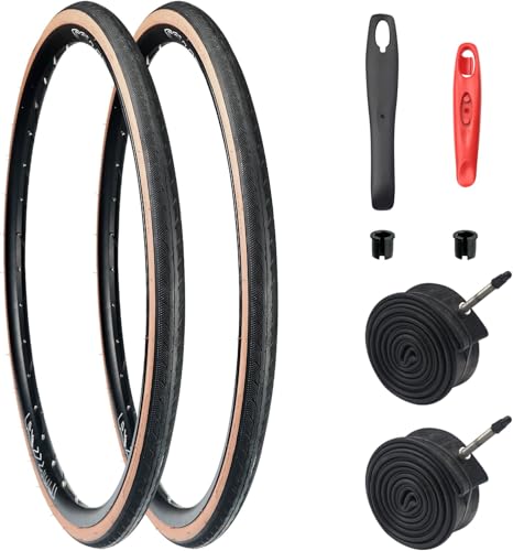 ZUKKA 2er-Pack 700C Fahrradreifen 700x32C Mantel 32-622 Plus 2er-Pack 700C Schlauch FV48mm kompatibel Rennrad 700x32C Reifen und schlauche von ZUKKA