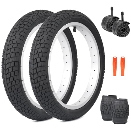ZUKKA 2er-Pack Faltbare 16 Zoll Kindfahrrad Reifen 16x2.125 Mantel Plus 2er-Pack 16 Zoll Schlauch AV35mm Valve kompatibel Rennräder Citybikes 16x1.75 Fahrradreifen und schlauche von ZUKKA