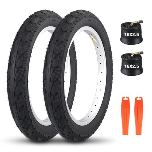 ZUKKA 2er Set Faltbarer 16 Zoll Reifen 16x2.5 E-Bike Fat Bike Reifen Mantel Plus 2er Set 16 Zoll Schlauch für Elektro-Scooter, E-Bike von ZUKKA