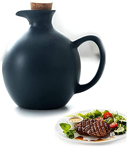 ZUOZUIYQ 500ml Keramik-Drizzlerflasche mit Holzdeckel - Blaues Farbschema - ideal für Olivenöl, Essig oder Sojasauce von ZUOZUIYQ