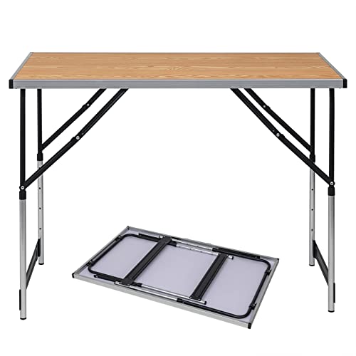 ZUOZUIYQ Aluminium Klapptisch höhenverstellbar 100 x 60 x 73-94 cm, klappbarer Picknicktisch, Tischplatte aus MDF von ZUOZUIYQ