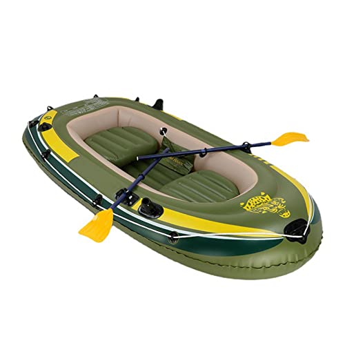 ZUOZUIYQ Aufblasbares Boot, aufblasbares Kajak – Tandem-aufblasbares Angelkajak für 2 Personen, tragbares aufblasbares Boot aus dickem PVC mit Luftpumpenpaddel.,Grün von ZUOZUIYQ