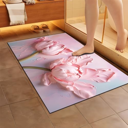ZUOZUIYQ Badezimmer-Badematten-Teppich, 88,9 x 119,4 cm, super saugfähige, schnell trocknende Badezimmermatte, schnell trocknende, dünne Duschmatte, weiche Stein-Badezimmer-Teppichmatten, von ZUOZUIYQ