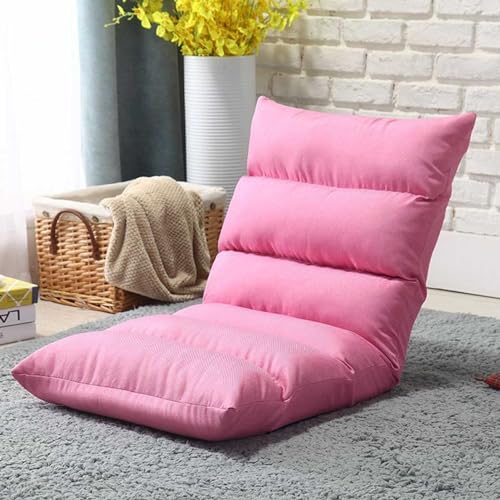 ZUOZUIYQ Bodenstuhl, Verstellbarer Bodensofastuhl mit Rückenstütze, bequemer gepolsterter Loungesessel für Lesespiele, Meditation (Pink) von ZUOZUIYQ